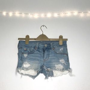 American Eagle Shorties with Lace Pockets